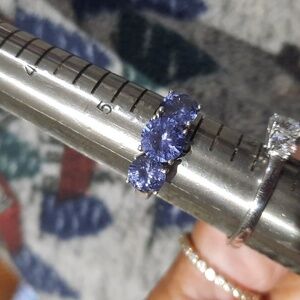 Authentic genuine solid Sterling silver mystic topaz CZ TRINITY RING 5.75